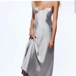 Zara Satin Maxi Dress Cutout Back M